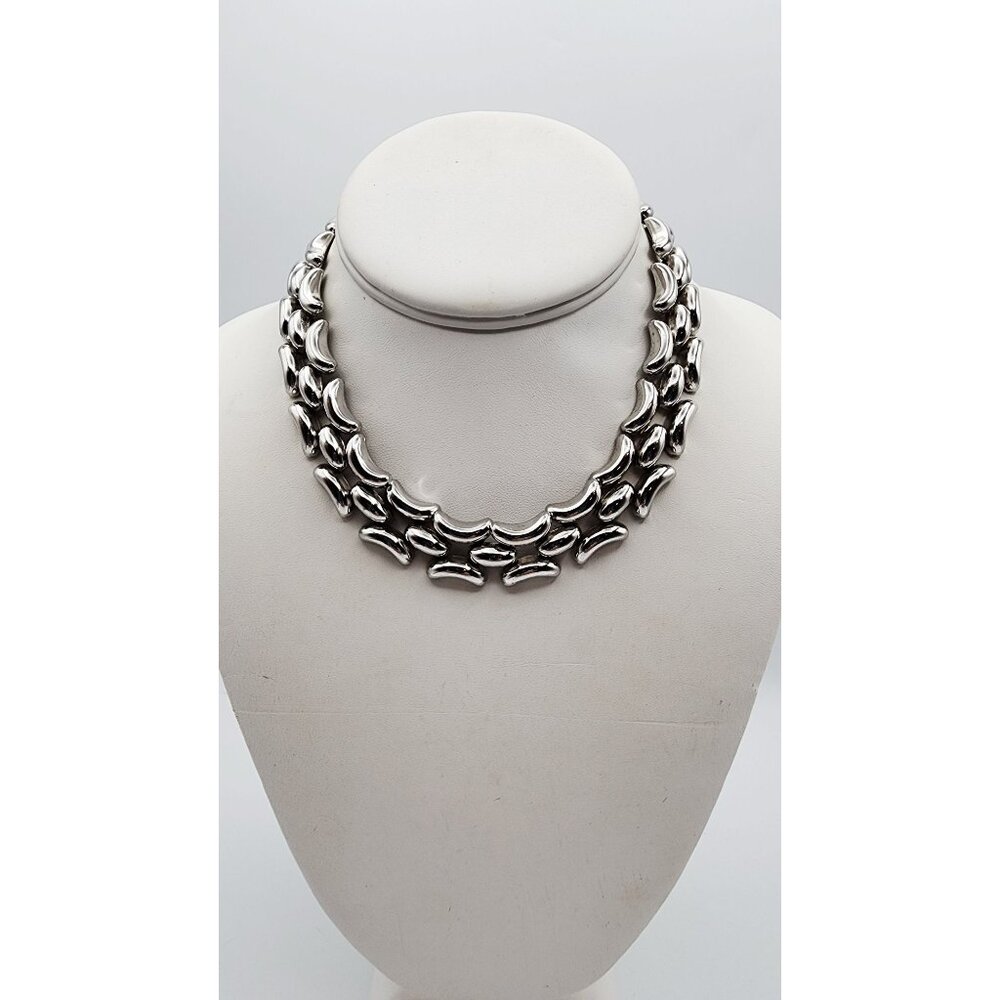 Vintage Coro Silver tone choker necklace 15"